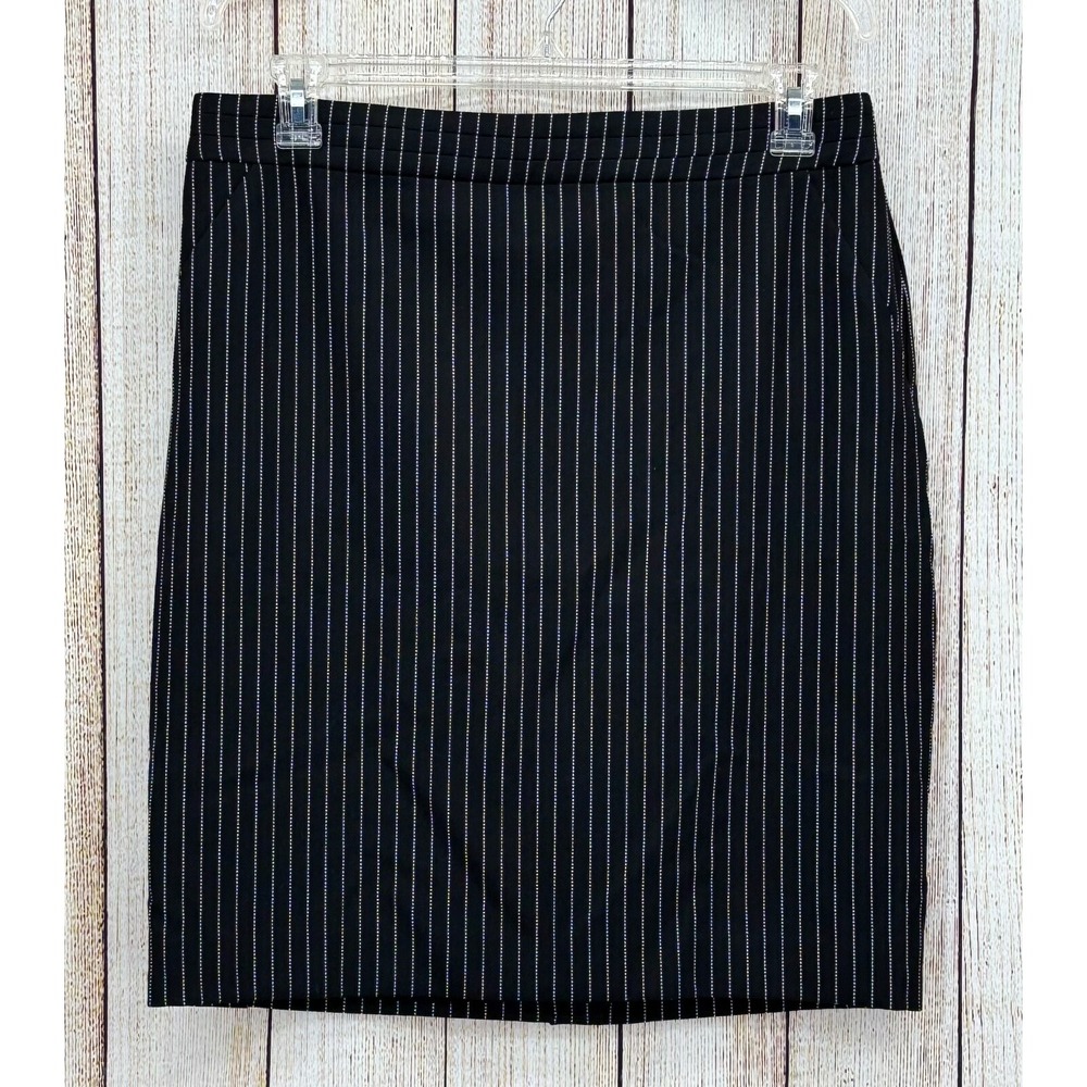 White House Black Market The Luxe Striped Pencil Skirt Size 14 Black White NWT